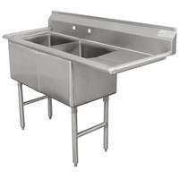 Advance Tabco 2 Compartment Sink 24inx24inx14in Bowls stainless steel 18in Drainboard - FC-2-2424-18*-X 