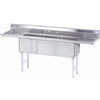 Advance Tabco 3 Compartment Sink 18inx18inx14in Bowl stainless steel Two 24in Drainboards - FC-3-1818-24RL-X 
