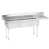 Advance Tabco 3 Compartment Sink 24inx24inx14in Bowl Stainless 24in Drainboard - FC-3-2424-24*-X 