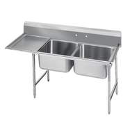 Advance Tabco 2 Compartment Sink 18 Gauge 16inx20in Bowl stainless steel 18in Drainboard - 9-2-36-18* 