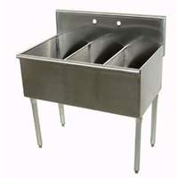 Advance Tabco 3 Compartment Scullery Sink 12in x 21in Bowls 430 Series stainless steel - 4-3-36-X 