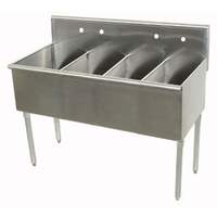 Advance Tabco 4 Compartment Scullery Sink 12in x 21in Bowls 430 Series stainless steel - 4-4-48 