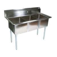 John Boos 3 Compartment Sink 10"x14"x10" Bowls 18 Gauge Stainless - E3S8-1014-10