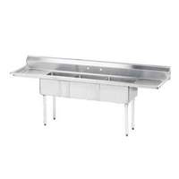 Advance Tabco 3 Compartment Sink 18 Gauge 15"x15" Bowls Two 15" Drainboard - FE-3-1515-15RL-X