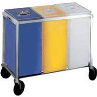 Winholt Mobile Triple Ingredient Bin w/ Tri-Color Bins & Clear Lids - 148PIB