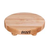 John Boos 12in Round Maple Cutting Board 1.5in Thick with Wooden Legs - B12R 