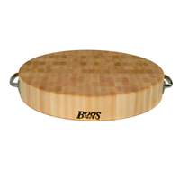 John Boos 18in Round Maple Chopping Block 3in Thick with Stainless Handles - CCB183-R-H 