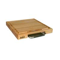 John Boos 18in x 18in Maple Cutting Board 2.25in Thick with Groove & Pan - PM18180225-P 