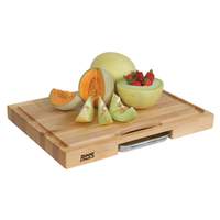 John Boos 24"x18" Maple Cutting Board w/ Sloped Groove & Condiment Pan - PM2418225-P