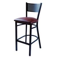 Atlanta Booth & Chair Black Textured Metal Bar Stool Mesh Back w/ Wood Seat - MC311-BS WS