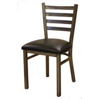 Atlanta Booth & Chair Clear Coat Metal Restaurant Ladder Back Chair w/ Wood Seat - MC403 WS