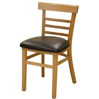 Atlanta Booth & Chair Wood Ladder Back Restaurant Chair with Black Vinyl Seat - WC836 BL