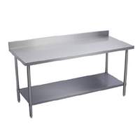 Elkay Foodservice 96"x24" Work Table 18/300 S/s 2" Upturn w/ Galvanized Shelf - EWT24S96-STG-24X