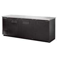 True 90" Wide Thee Section Back Bar Cooler w/ Black Finish - TBB-4-HC