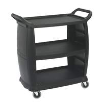 Carlisle 3-Shelf Bussing and Transport Cart - Black Plastic - CC203603 