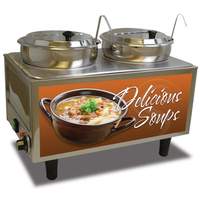 Benchmark Dual Well Soup Station Warmer with Inset Lids & Ladles - 51072-S