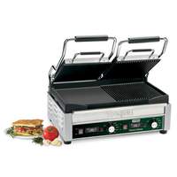 Waring Dual Panini Grill 17in x 9.25in - 1 Ribbed 1 Flat Side & Timer - WDG300T 