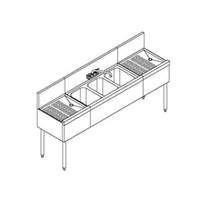 Perlick 96" Stainless Deep 3 Compartment Bar Sink Unit w Drainboards - TSD83C