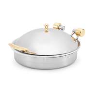 Vollrath 6qt Solid Top Induction Chafer w Brass Trim & Porcelain Pan - 46120 