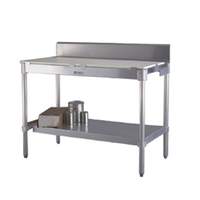 New Age 24inx 36in Knock-Down Poly Top Work Table with Rear Splash - 24PBS36KD 