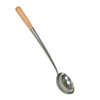 Thunder Group 10oz Stainless Steel Chinese Serving Ladle with Wooden Handle - SLLD311 