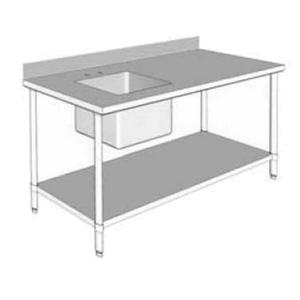 GSW USA 72" x 30" 16 Gauge Stainless Steel Work Table w/ Left Sink - WT-PS3072L