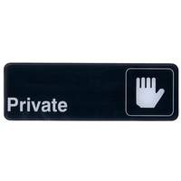 Update International 3" x 9" PRIVATE Sign - Black Plastic - S39-3BK