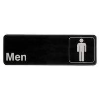 Update International 3" x 9" Mens Room Sign - Black Plastic - S39-13BK