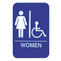 Update International 6" x 9" Women / Accessible Sign - Blue Plastic - S69-8BL