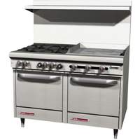Southbend 48" S-Series Range w/ 2 Space Saver Ovens & 24" Man. Griddle - S48EE-2G