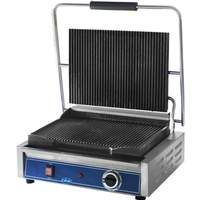 Globe 14in x 10in Panini Grill With Grooved Plates - Stainless Steel - GPG1410 