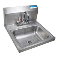 BK Resources Wall Mount Hand Sink 14x10x5 - 4in Deck Mount Faucet LOW LEAD - BKHS-D-1410-P-G 
