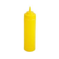 Winco 6 Pack of 24oz Yellow Wide Mouth Squeeze Bottles - PSW-24Y 
