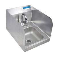 BK Resources Stainless Hand Sink with Faucet Drain & Side Splash NSF - BKHS-D-SS-SS-P-G 