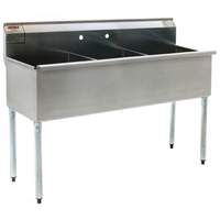 Eagle Group Stainless Steel Utility Sink 12in x 21in 3 Compartment - 2136-3-16/4-1X 