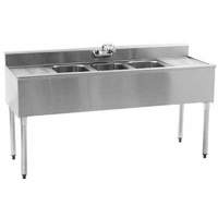 Eagle Group SS Underbar Sink Unit 4 Compartment 72in x 20in - B6C-4-18-X 