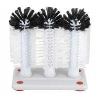 Winco 3 Brush Glass Washer with Plastic Base - GWB-3