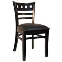H&D Commercial Seating European Beech Wood Restaurant Side Chair Black Vinyl Seat - 8226
