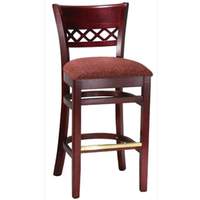 H&D Commercial Seating Lattice Back Wood Bar Stool with Black Vinyl Seat - 8230B 