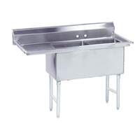 Advance Tabco 2 Compartment Sink 18inx24inx14in Bowls stainless steel 18in Left Drainboard - FC-2-1824-18L-X 
