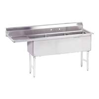 Advance Tabco 3 Compartment Sink 16inx20inx14in Bowl stainless steel 18in Left Drainboard - FC-3-1620-18L-X 