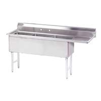 Advance Tabco 3 Compartment Sink 16inx20inx14in Bowl stainless steel 18in Right Drainboard - FC-3-1620-18R-X 
