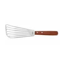 Winco 6-1/2" Slotted Fish Spatula with a Wooden Handle - FST-6