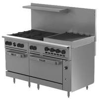 Vulcan 60in Nat. Gas 6 Burner Range 24in Charbroiler with 2 Std Ovens - 60SS-6B24CBN 