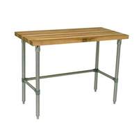 John Boos 72inx24in Wood Top Work Table 1-3/4in Flat Top Galvanized Legs - HNB04 