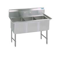 BK Resources 53"W Three Compartment S/s Sink w/ S/s Legs - BKS-3-1620-12S