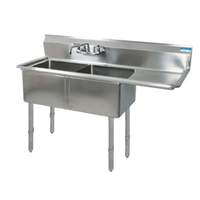 BK Resources Two 16"x20"x12" Compartment Sink S/s Legs Drainboard Right - BKS-2-1620-12-18RS