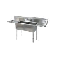 BK Resources Two 16inx20inx12in Compartment Sink stainless steel Leg 18in Drainboard L&R - BKS-2-1620-12-18TS 