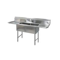 BK Resources Two 24inx24inx14in Compartment Sink stainless steel Leg 24in Drainboard L&R - BKS-2-24-14-24TS 