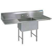 BK Resources One 16inx20inx12in Compartment Sink stainless steel Leg 18in Drainboard L&R - BKS-1-1620-12-18TS 
